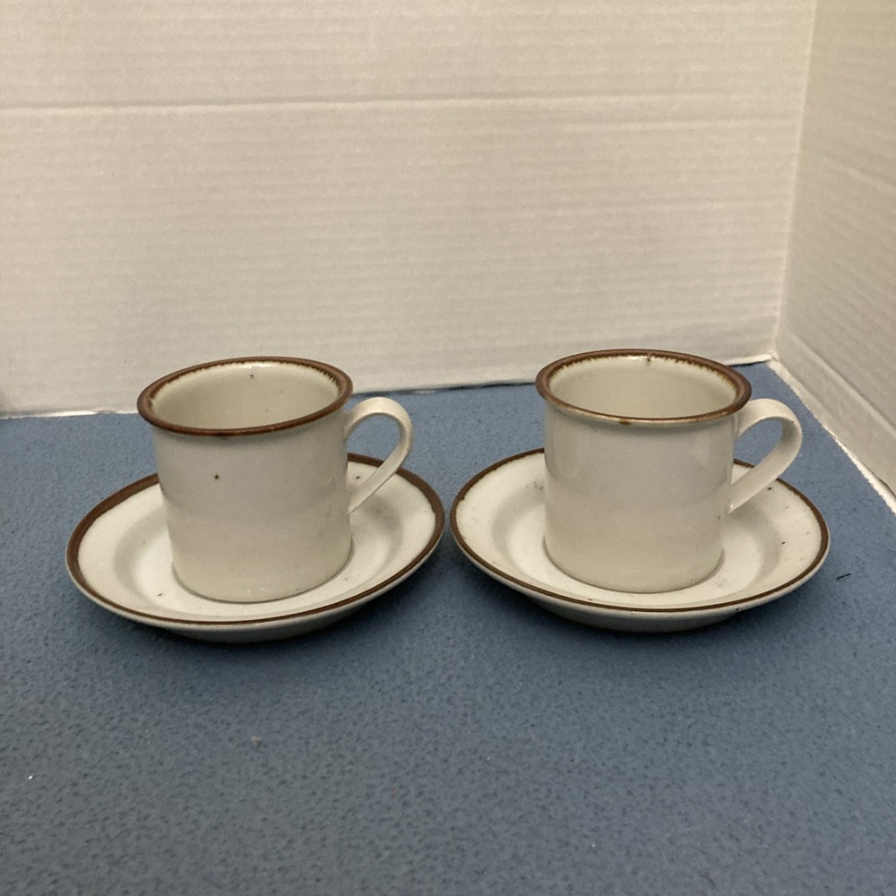 VTG Dansk Designs Denmark NR Brown Mist Stoneware 3" Cup w/6" Saucer - Set of 2